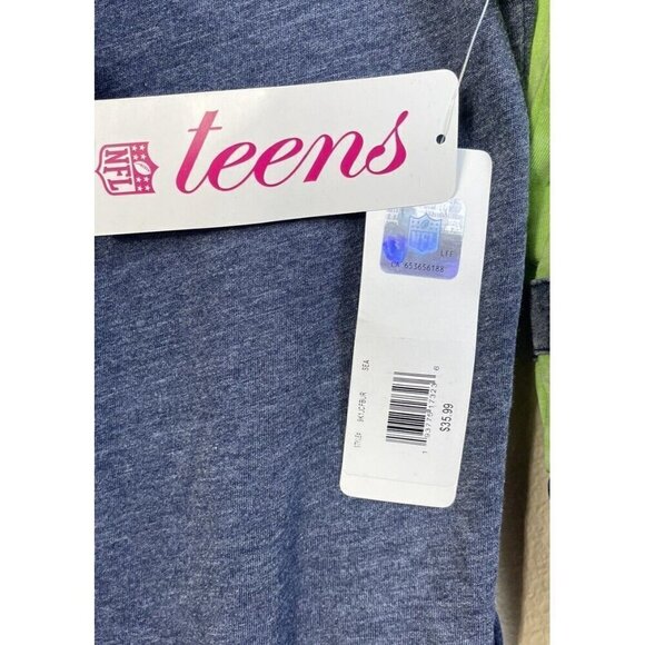 NWT Seattle Seahawks Licensed NFL Girl's Small 3/5 Henley Top Shirt Football - Picture 4 of 10